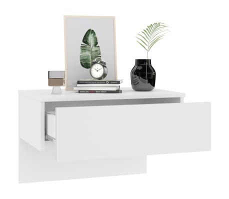 vidaXL Mesitas de noche de pared 2 unidades blanco brillante