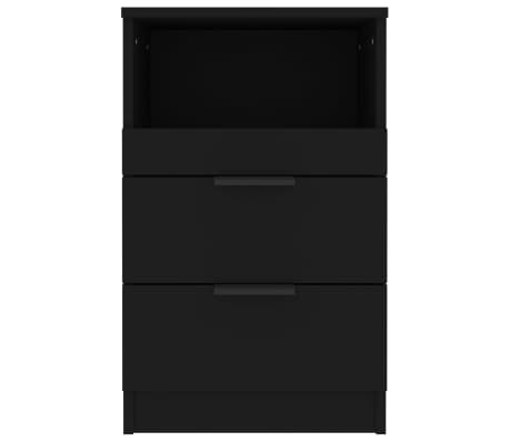 vidaXL Mesitas de noche 2 uds madera contrachapada color negro