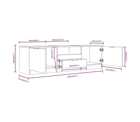 vidaXL Mueble de TV madera contrachapada roble Sonoma 140x35x40 cm