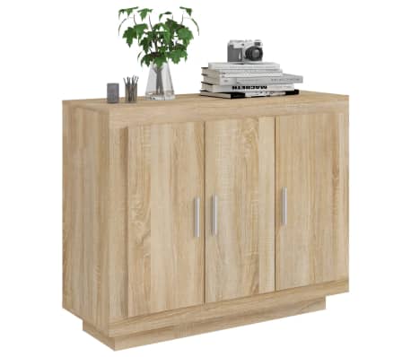 vidaXL Aparador de madera contrachapada color roble Sonoma 92x35x75 cm