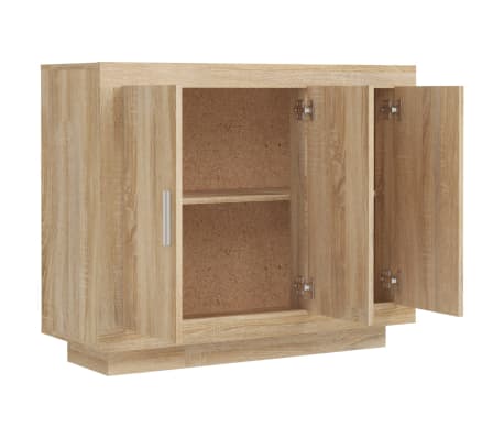 vidaXL Aparador de madera contrachapada color roble Sonoma 92x35x75 cm