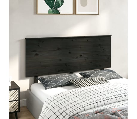 vidaXL Cabecero de cama madera maciza de pino negro 144x6x82,5 cm