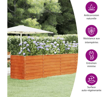 vidaXL Arriate oxidado de acero corten 400x80x77 cm