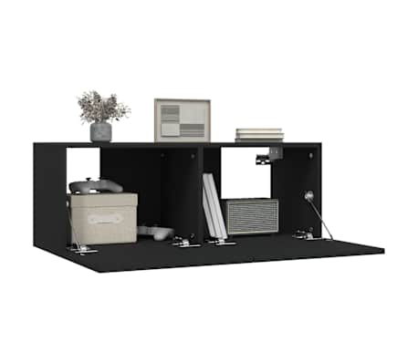 vidaXL Muebles para TV 2 uds madera contrachapada negro 80x30x30 cm