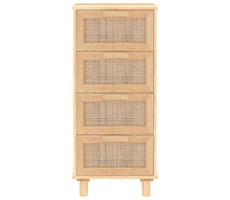 vidaXL Buffet Marron 40x30x90 cm Bois de pin massif et rotin naturel