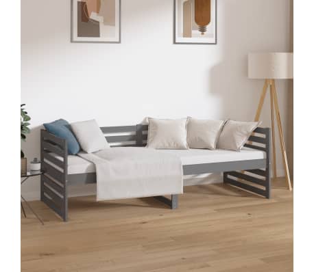 vidaXL Sofá cama sin colchón madera maciza de pino gris 80x200 cm