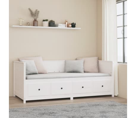 vidaXL Sofá cama sin colchón madera maciza de pino blanco 90x200 cm