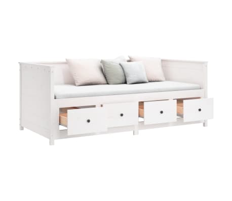 vidaXL Sofá cama sin colchón madera maciza de pino blanco 90x200 cm