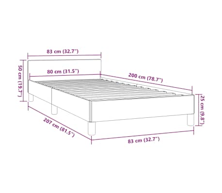 vidaXL Estructura de cama sin colchón tela gris oscuro 80x200 cm