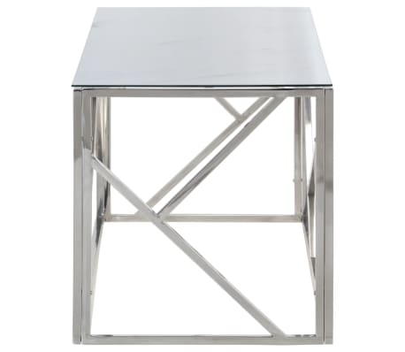 vidaXL Mesa de centro plateada acero inoxidable y vidrio templado