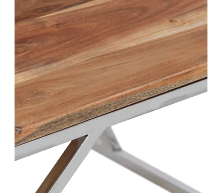 vidaXL Mesa de centro acero inoxidable plateado y madera maciza acacia