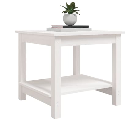vidaXL Mesa de centro de madera maciza de pino blanca 50x50x45 cm