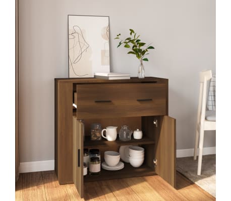 vidaXL Aparador de madera contrachapada marrón roble 80x33x70 cm