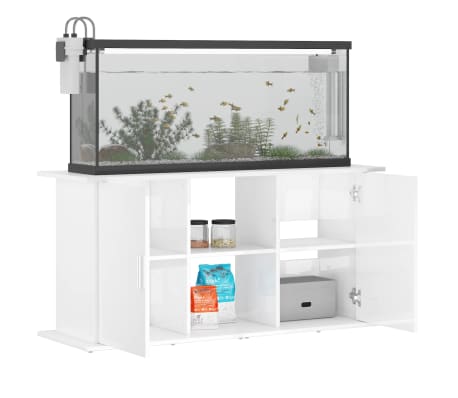 vidaXL Soporte de acuario madera ingeniería blanco brillo 121x41x58 cm