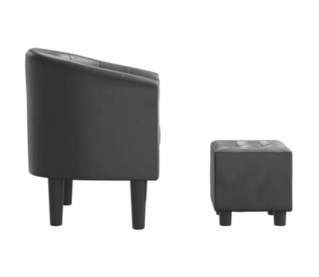 vidaXL Sillón con taburete cuero sintético gris