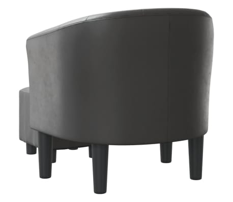 vidaXL Sillón con taburete cuero sintético gris