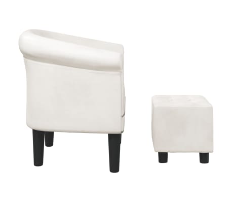 vidaXL Sillón con taburete cuero sintético blanco