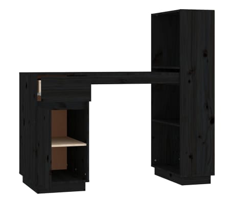 vidaXL Escritorio de madera maciza de pino negro 110x53x117 cm
