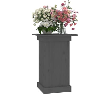 vidaXL Soporte para plantas madera maciza de pino gris 40x40x60 cm