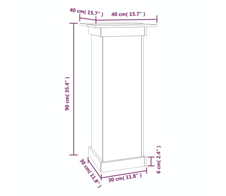 vidaXL Soporte para plantas madera maciza de pino blanco 40x40x90 cm
