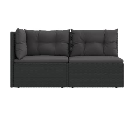 vidaXL Set de muebles de jardín 2 pzas y cojines ratán sintético negro