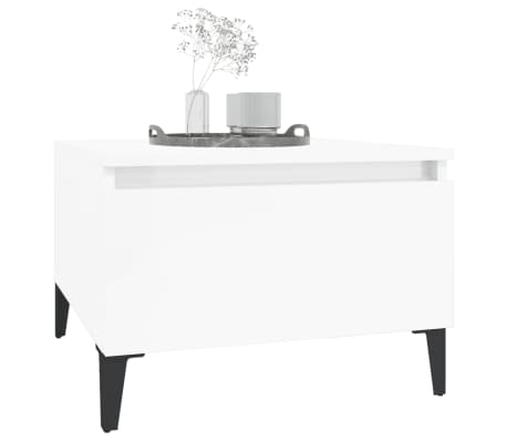 vidaXL Mesa auxiliar de madera contrachapada blanco brillo 50x46x35 cm