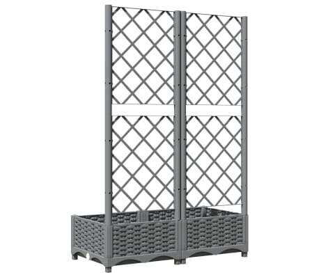 vidaXL Jardinera con enrejado PP gris claro 80x40x121,5 cm