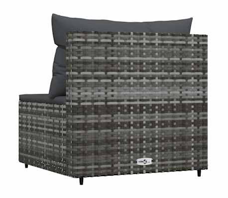 vidaXL Sofá central de jardín con cojines ratán sintético gris