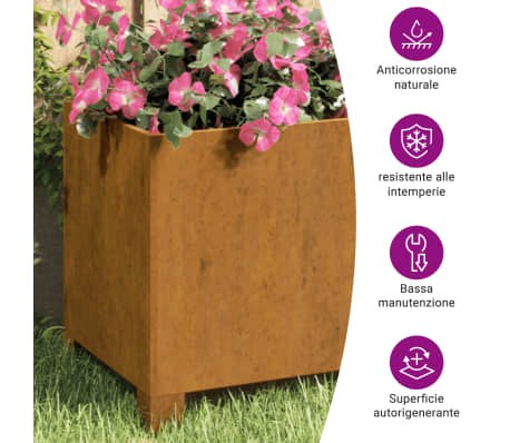 vidaXL Jardineras con patas 2 uds acero corten oxidado 32x30x33 cm