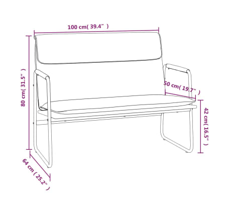 vidaXL Banco de tela negro 100x64x80 cm