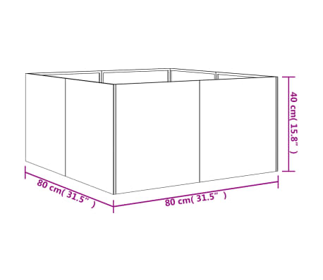 vidaXL Jardinera de acero corten 80x80x40 cm