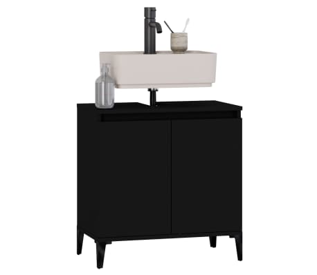 vidaXL Armario para lavabo madera contrachapada negro 58x33x60 cm