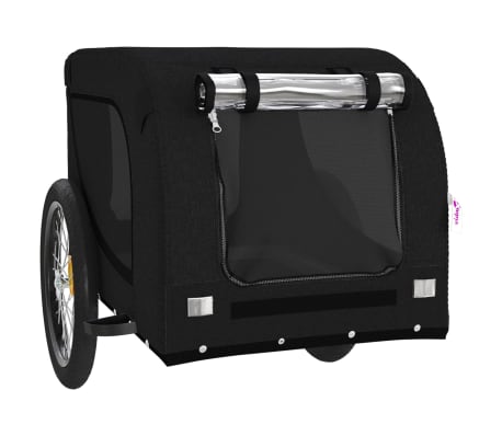 vidaXL Remolque de bicicleta mascotas hierro tela Oxford negro