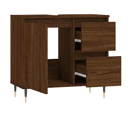 vidaXL Armario de baño madera contrachapada marrón roble 65x33x60 cm