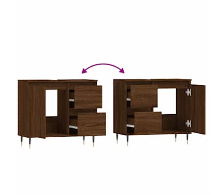vidaXL Armario de baño madera contrachapada marrón roble 65x33x60 cm
