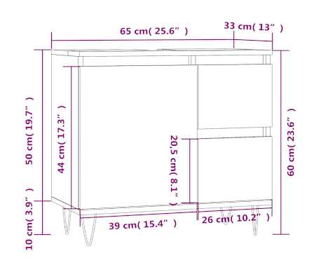 vidaXL Armario de baño madera contrachapada blanco 65x33x60 cm