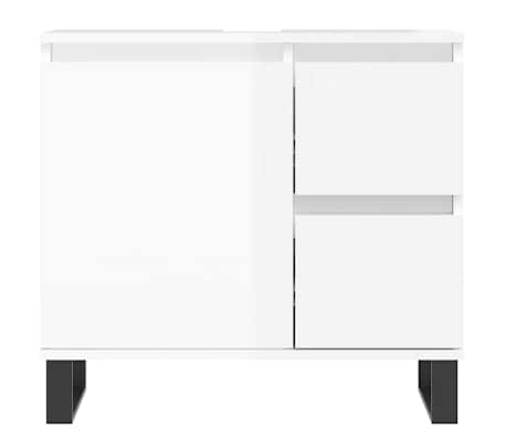 vidaXL Armario de baño madera contrachapada blanco brillo 65x33x60 cm