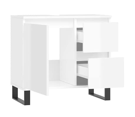 vidaXL Armario de baño madera contrachapada blanco brillo 65x33x60 cm