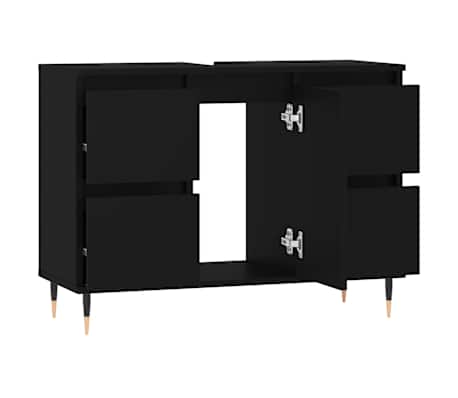 vidaXL Mueble de baño madera de ingeniería negro 80x33x60 cm