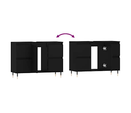 vidaXL Mueble de baño madera de ingeniería negro 80x33x60 cm