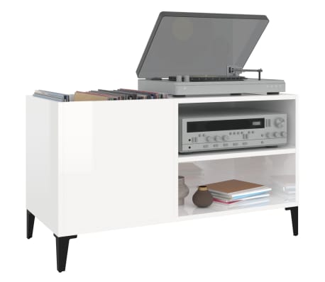 vidaXL Mueble discos madera contrachapada blanco brillo 84,5x38x48 cm