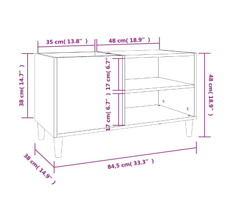 vidaXL Mueble discos madera contrachapada blanco brillo 84,5x38x48 cm