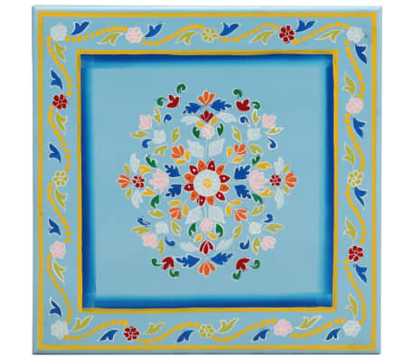 vidaXL Mesa de centro madera maciza de mango turquesa pintada a mano