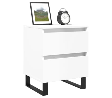 vidaXL Table de chevet Blanc brillant 40x35x50 cm Bois d’ingénierie