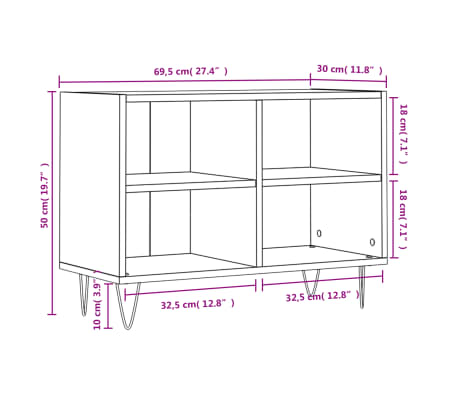 vidaXL Mueble de TV madera de ingeniería blanco 69,5x30x50 cm