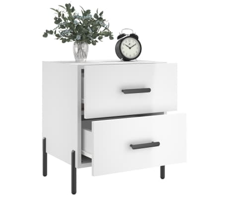 vidaXL Mesita noche 2 uds madera ingeniería blanco brillo 40x35x47,5cm