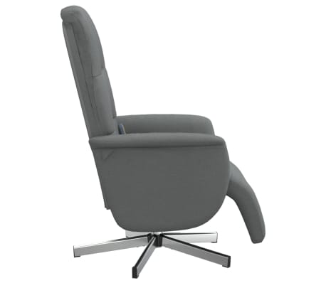 vidaXL Sillón reclinable de masaje con reposapiés tela gris oscuro