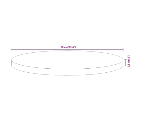 vidaXL Tablero de mesa redondo madera maciza de acacia Ø60x2,5 cm