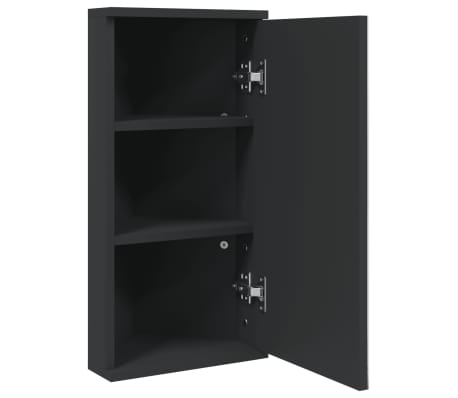 vidaXL Mueble de baño de esquina con espejo negro 30x24x60 cm