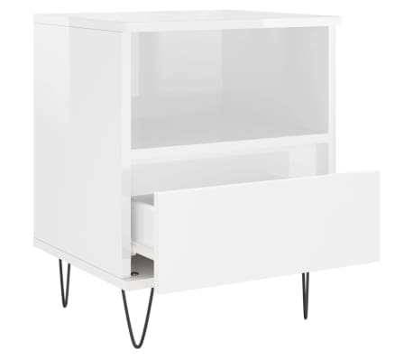 vidaXL Mesita de noche madera contrachapada blanco brillo 40x35x50 cm
